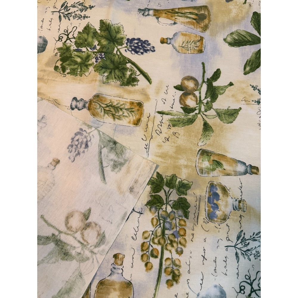 VTG new OLIVE Oil GRAPES yellow kitchen Italy design 22" X 45" FABRIC
